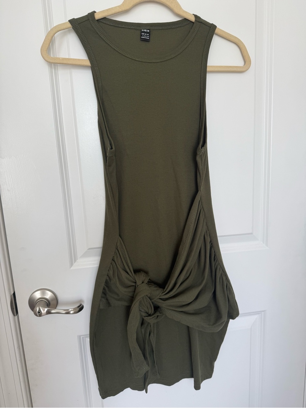 SHEIN Olive Knot-Front Mini Dress